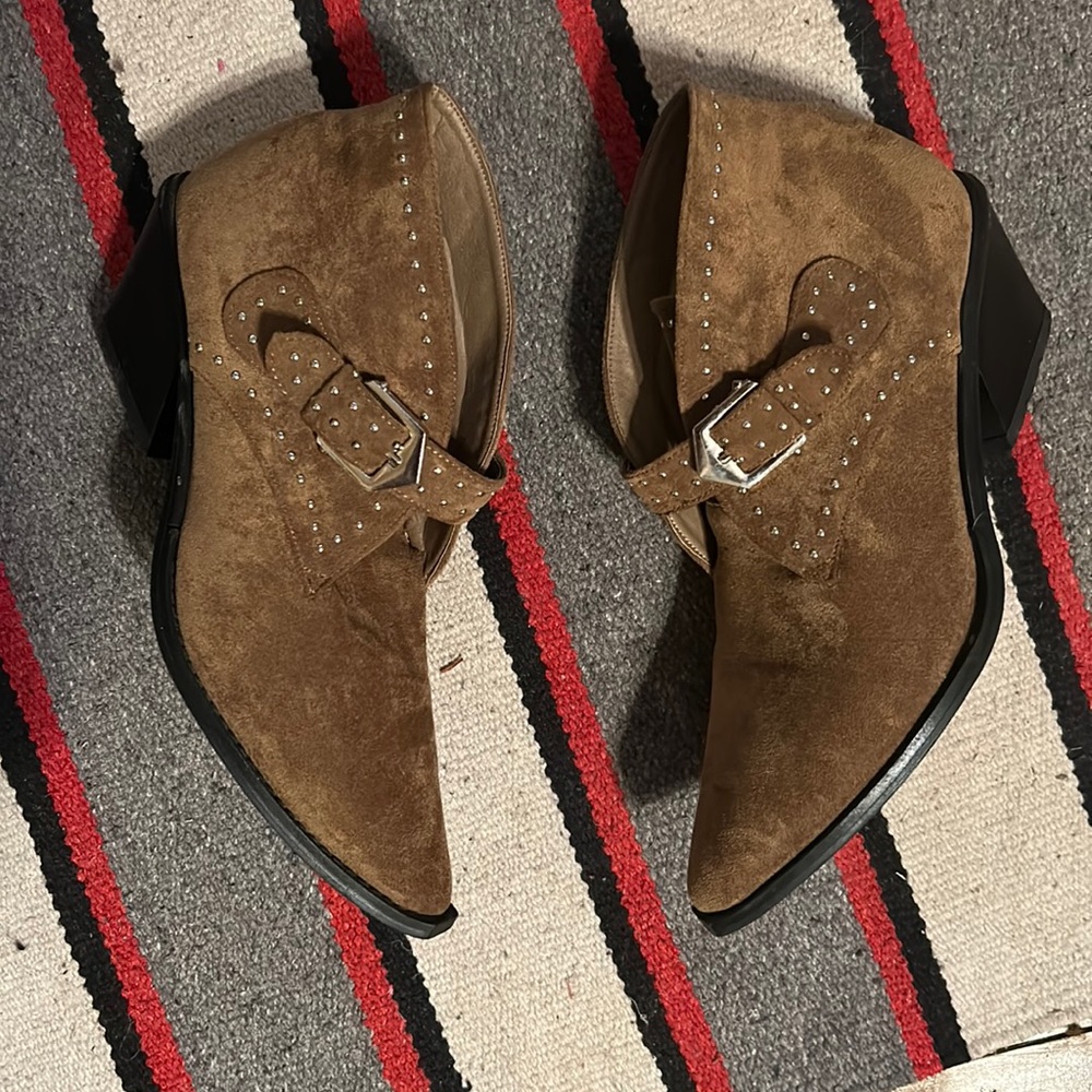 Studded moleskin booties